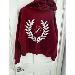VICTORIA SECRET PINK Dark Red Ivy Fleece Campus‎ Full Zip Sz XL Athleisure Wear